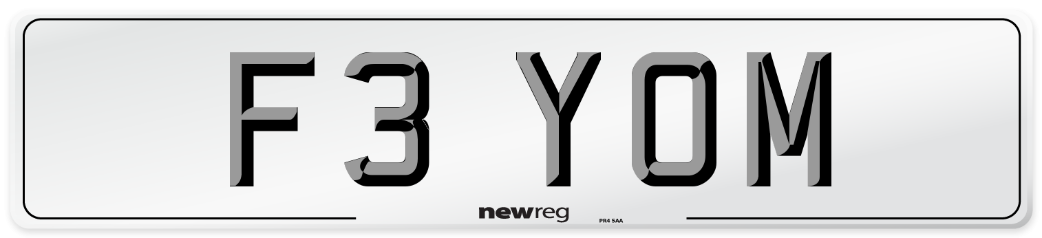 F3 YOM Number Plate from New Reg